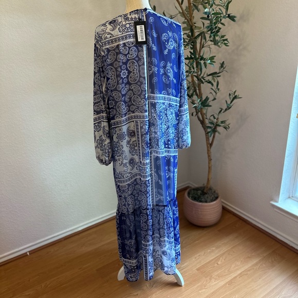 Royal blue bandana long sleeve maxi dress NWTS ✨ size large length 57” - Picture 7 of 10